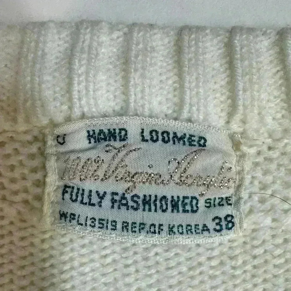 Vintage 100% Acrylic Button Down Cardigan Creamy Ivory Opaque Flat Buttons Sz 38 - Picture 12 of 12